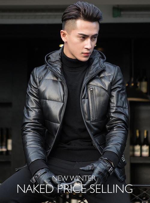 2017海宁冬季新款皮衣男真皮羽绒服绵羊皮夹克连